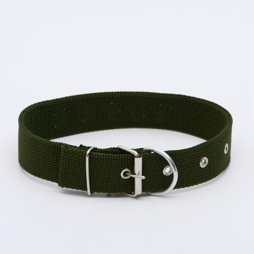 Ошейник клепаный, 48,5 х 3 см, ОШ 31-40 см, полиэстер, тёмно-зелёный - Пижон фото 2