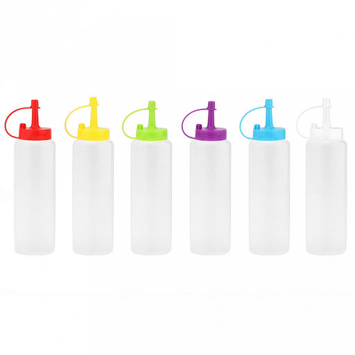 Бутылка для масла и соуса пластмассовая 350мл, д5,5см h20,5см, цветная пластмассовая крышка с колпачком в ассортименте: белый, желтый, салатовый, красный, сиреневый, бирюзовый (Китай) - Домашняя мода фото 7