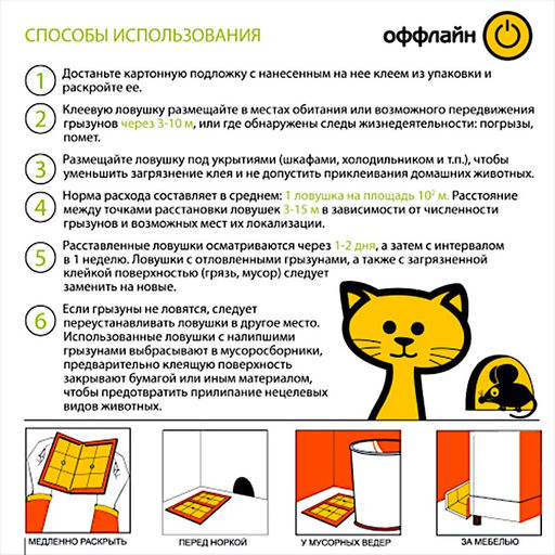 Клеевая ловушка "Грызунофф оффлайн" от грызунов