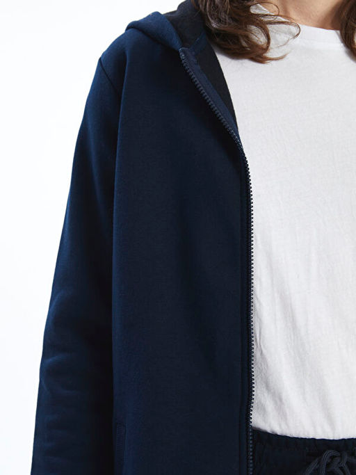 Kap??onlu Kad?n Kal?n Fermuarl? Sweatshirt