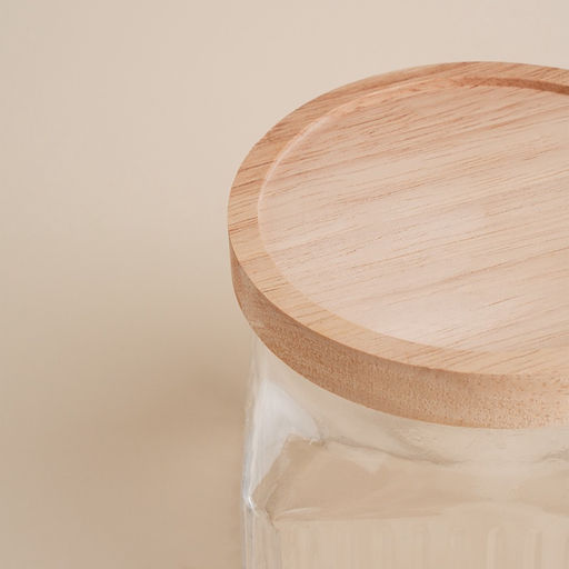 Банка для сыпучих продуктов SL Home «Афины», 1 л, 11×11.5 см, с деревянной крышкой. стекло, прозрачная