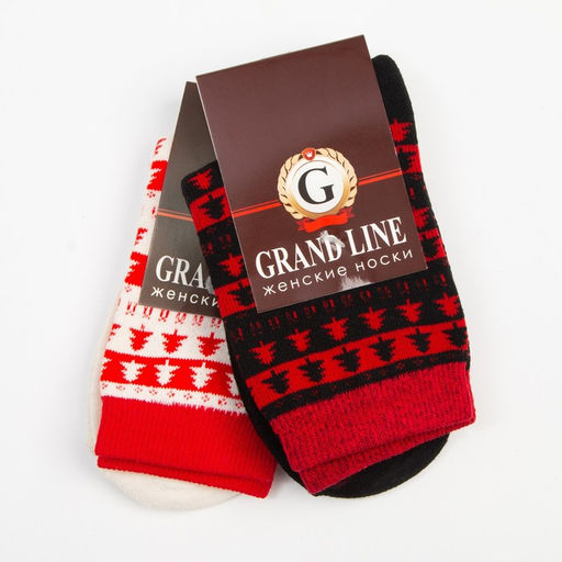 Носки женские новогодние тёплые GRAND, ёлочки, размер 25
