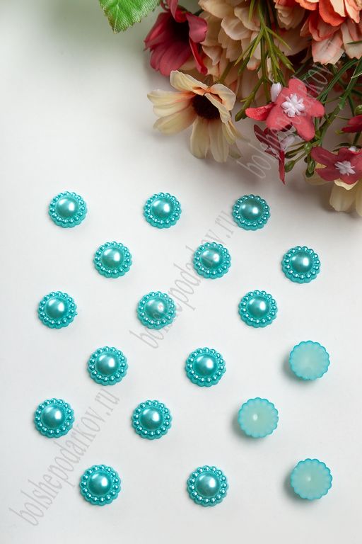 Полубусины "Цветочек" 14 мм, SF-3174 (50 гр) аквамариновый №98