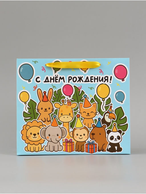 Цена за 2 шт. Пакет подарочный ламинированный «С Днём рождения», ML 27×23×11.5 см, горизонтальный