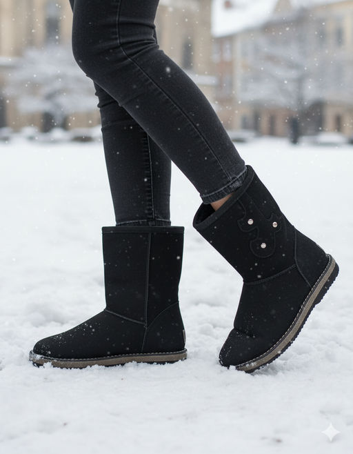 Полусапоги женские на войлочной подошве. Черные. Замша. Подклад овчина. - Roshva фото 9