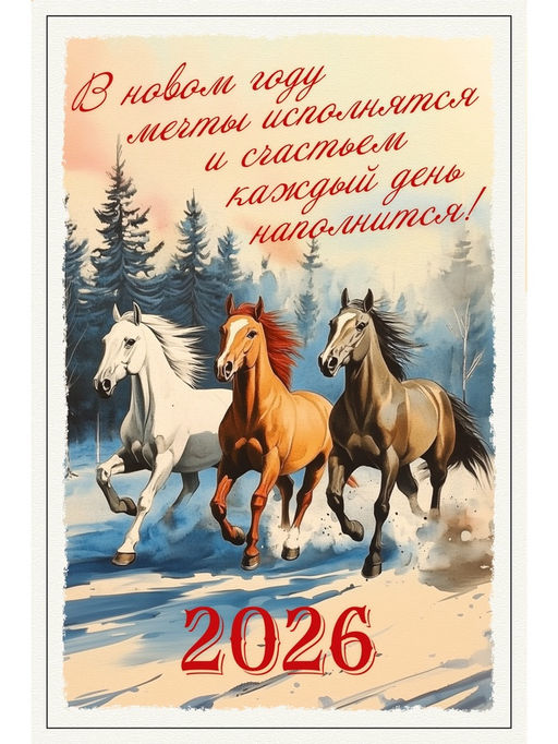 Цена за 2 шт. Календарь 2026 на ригеле «Винтаж»