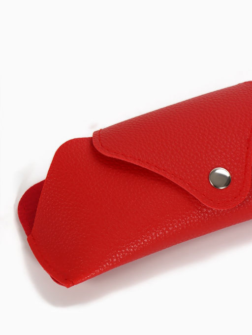 Футляр для очков , 16*3*6,3 см, кнопка, красный