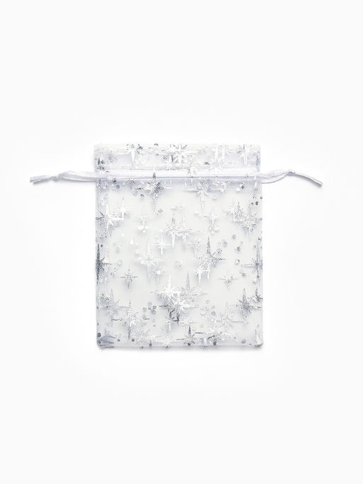 Набор мешочков подарочных 100шт.  "Звёздное сияние", 10*12, цвет белый с серебром (4621386)   109488