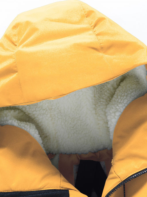 Парка зимняя подростковая для мальчика с капюшоном желтого цвета 9533J