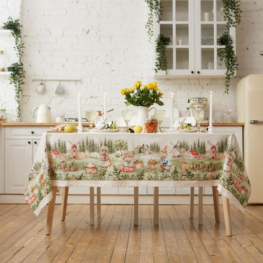 Скатерть «Этель. Кроличья ферма», 149×220 см, 100% хлопок, саржа 190 г/м²