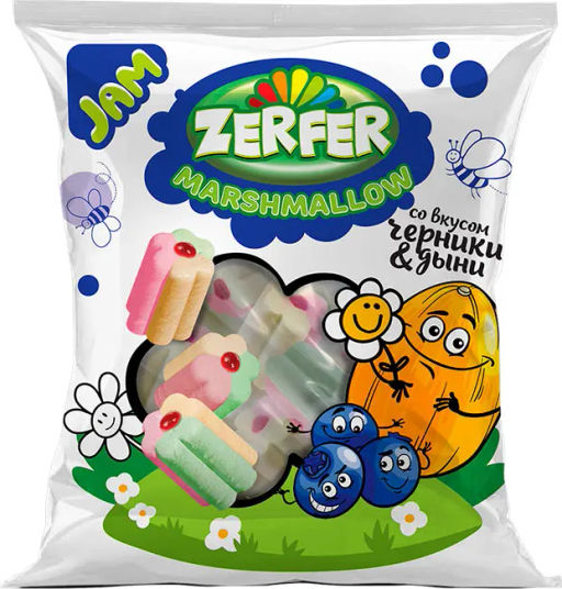 Zerfer, маршмеллоу Jam со вкусом черники & дыни, 90 г