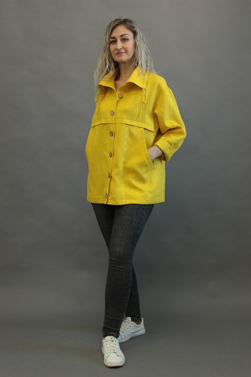 100% ЛЁН Жакет СВОБОДНОГО КРОЯ - Елецкие узоры фото 2