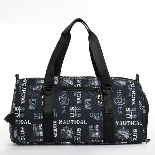 Сумка спорт L-б/н Буквы, 45*21*24, отд на молн, отд д/обуви, 2 н/кармана, дл ремень, черный - Simaland фото 3