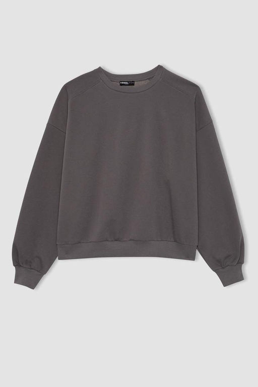Толстый толстый свитшот Cool Oversize с круглым вырезом - Defacto фото 9