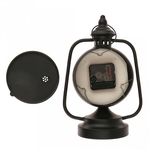 Часы настольные интерьерные "Летучая мышь" 18х11х26см, циферблат с рисунком, бежевый; цифры арабские, черный; выпуклое стекло; корпус металл, черный матовый; в коробке (Китай)