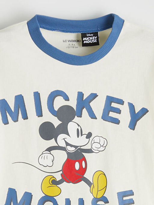 Bisiklet Yaka Mickey Mouse Bask?l? Erkek ?ocuk Ti??rt