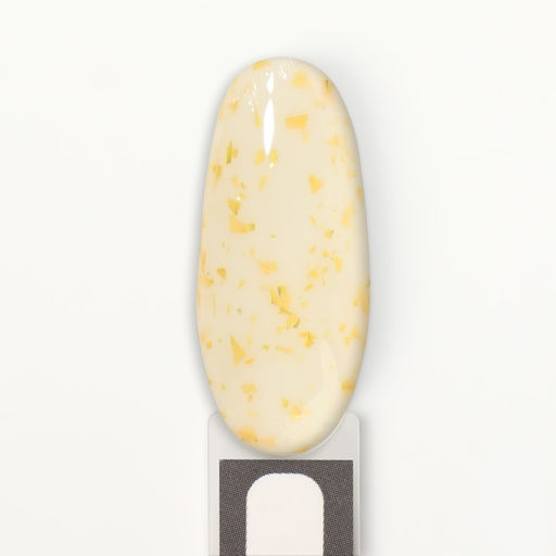 Гель лак для ногтей, молочный, с поталью, трехфазный, 8 мл, LED/UV, белый, золотистый (02)