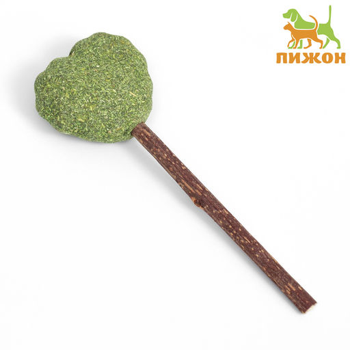 Игрушка для кошек из кошачьей мяты Сердце на палочке из мататаби, 13 см