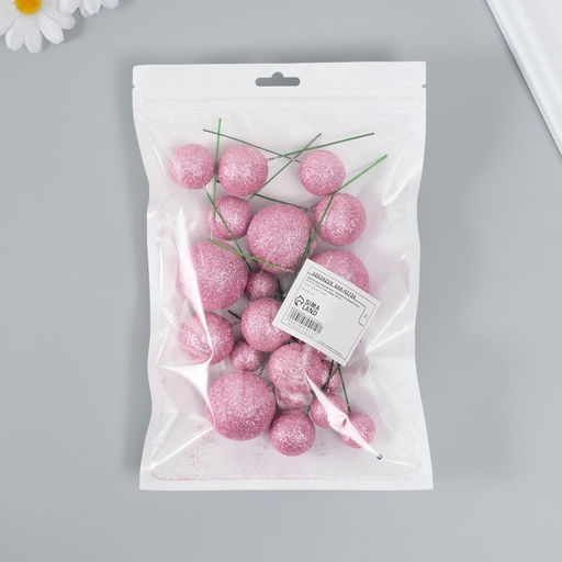 Декор для творчества «Шарики розовый блеск», d=2; 3; 3.5 и 4 см, набор 20 шт.