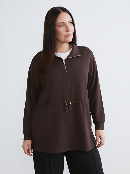 Dik Yaka Oversize Kad?n Sweatshirt Tunik