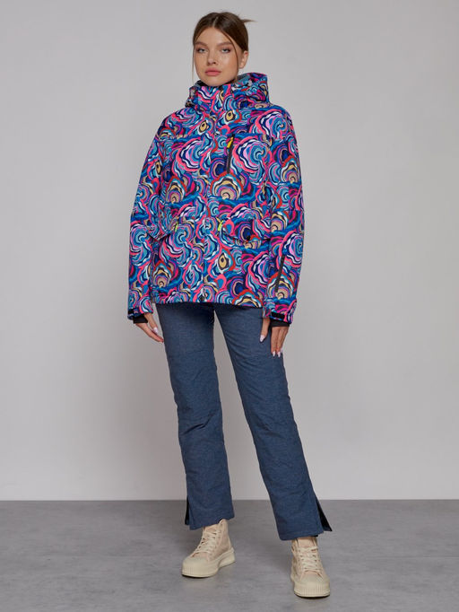 Горнолыжная куртка женская зимняя синего цвета 2302-2S - Mtforce фото 9