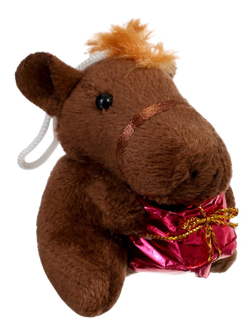 Цена за 2 шт. Мягкая игрушка "Лошадка с подарком", 7 см МИКС