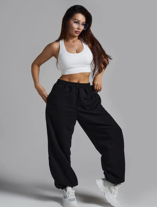 K13111 Штаны Багги (начес) ЧЕРНЫЙ