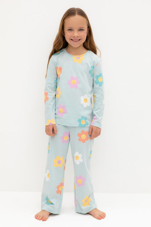 К 1622/25/голубой опал,цветы пижама для дев