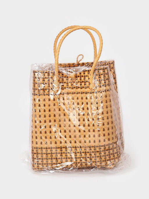 Сумка плетёная, 40×20×55 см, пластик, бежевая