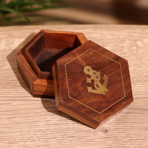 Шкатулка «Якорь», 8.5×7.5×3.5 см, дерево шишам