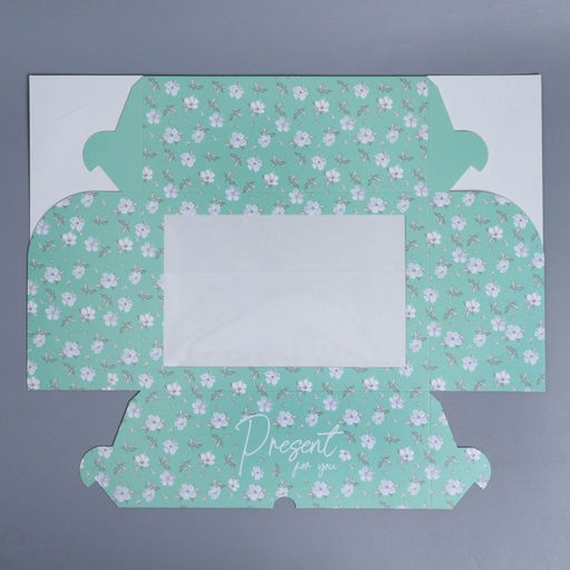 Цена за 5 шт. Коробка для капкейков, кондитерская упаковка с окном, 6 ячеек «Зелёный паттерн», 25 х 17 х 10 см