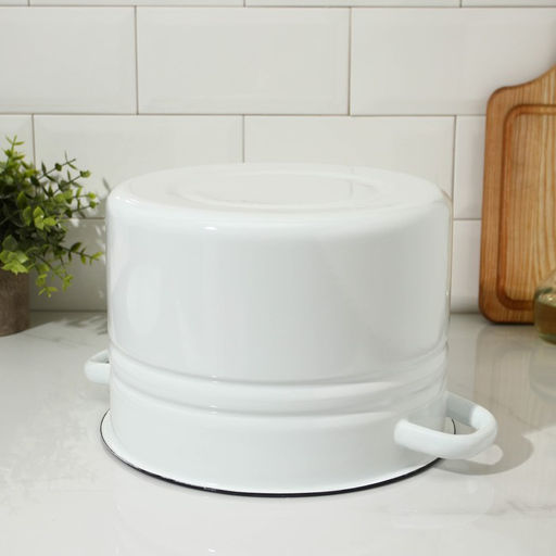 Цена за 2 шт. Кастрюля эмалированная, 8 л, d=25.5 см, с крышкой, без деколи, белая