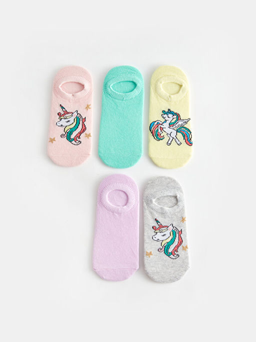 Desenli K?z ?ocuk Patik ?orap 5li