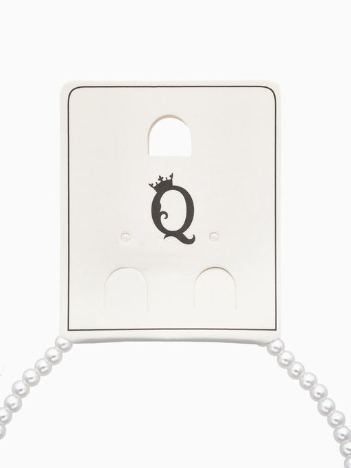 Чокер «Стразик» сердце и жемчужные бусины, белый в серебре, 36 см + 5 см доп, цепочка