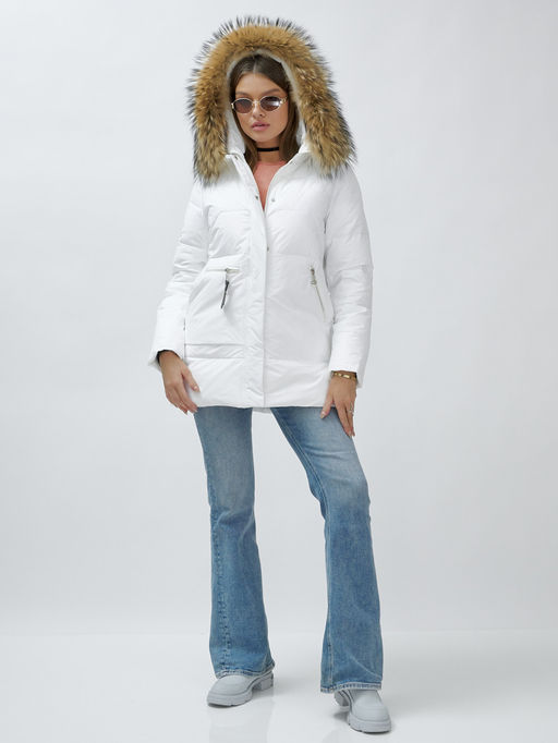 Куртка ПРЕМИУМ КЛАССА зимняя с мехом ЕНОТА, белого цвета - Mtforce фото 6