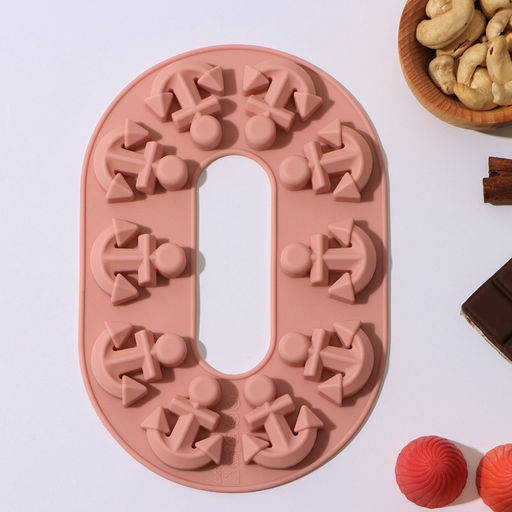 Цена за 2 шт. Форма для шоколада Доляна Якорь, силикон, 20.5?13.5?1 см, 10 ячеек, МИКС фото 6