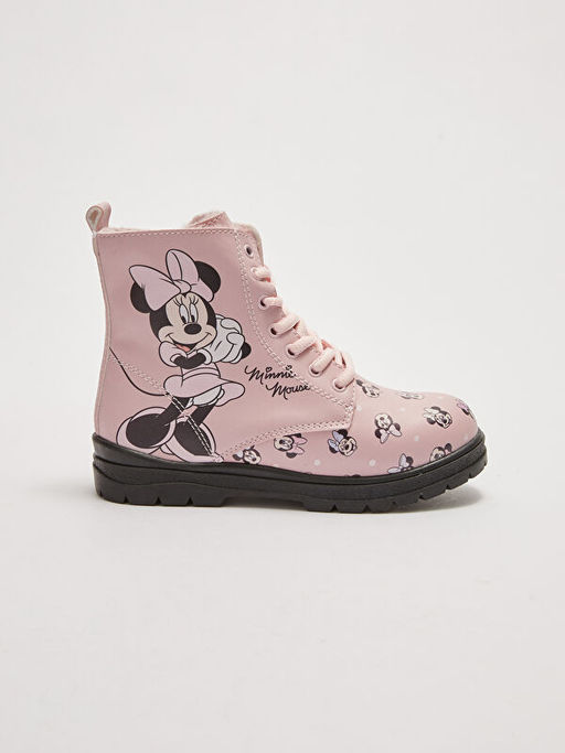 Minnie Mouse Lisansl? Deri G?r?n?ml? Kal?n Taban K?z ?ocuk Bot - Waikiki фото 2