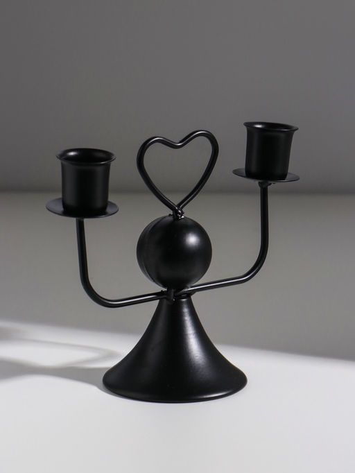 Подсвечник на 2 свечи «Сердечко», d=2.5 см, чёрный, 14×7×12 см