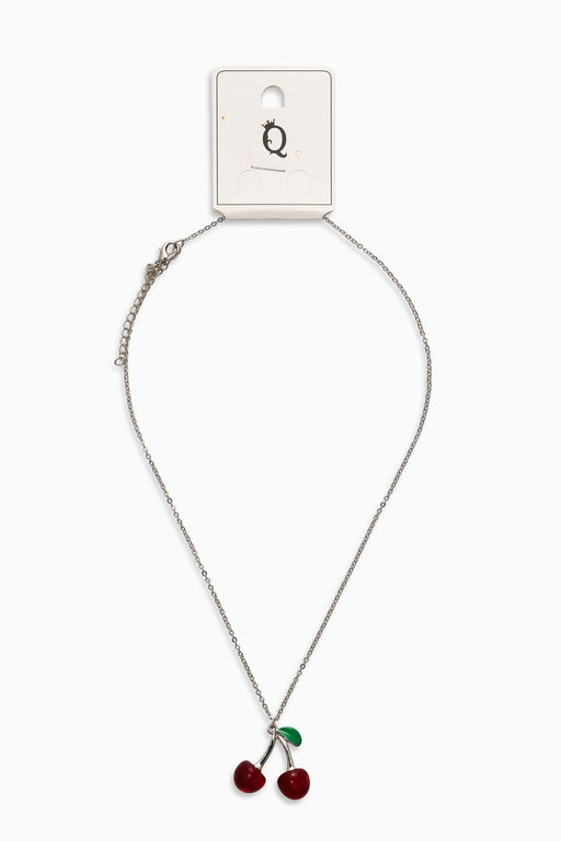 Цена за 2 шт. Кулон на цепочке "Черешня", цвет бордово-зелёный в серебре 40+удл