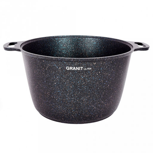 Кастрюля с антипригарным покрытием 10л, д32см "Granit Ultra", h19см, стеклянная жаропрочная крышка, ручка из термостойкого пластика, голубой гранит (Россия) - можно использовать металлические кухонные принадлежности