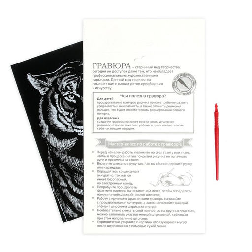 Гравюра Тигр с металлическим эффектом золото А4 - Школа талантов фото 5