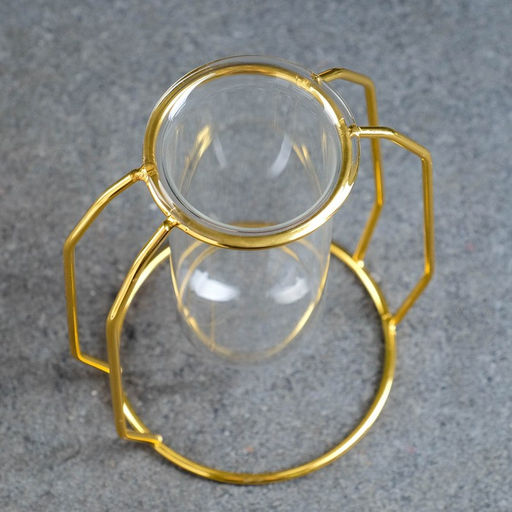 Фигурное кашпо для цветов Пробирка, 210 мл, d=5 см, h=12 см, стеклянное, на золотистой подставке - Take it easy фото 4