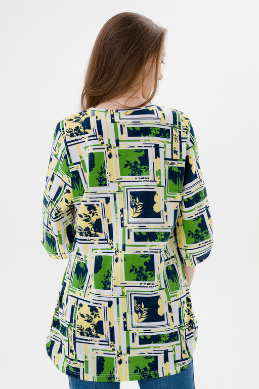 Туника женская из кулирки Полина цитрусовый микс макси - Амадэль фото 12