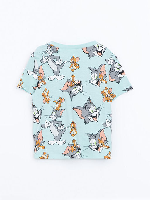Bisiklet Yaka K?sa Kollu Tom ve Jerry Bask?l? Erkek Bebek Ti??rt