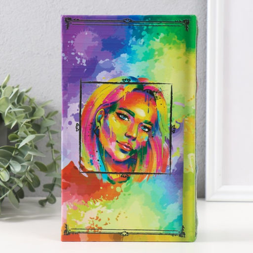 Шкатулка книга - сейф Портрет девушки. Пятна краски, дерево, искусственная кожа, тиснение, 21?13?5 см