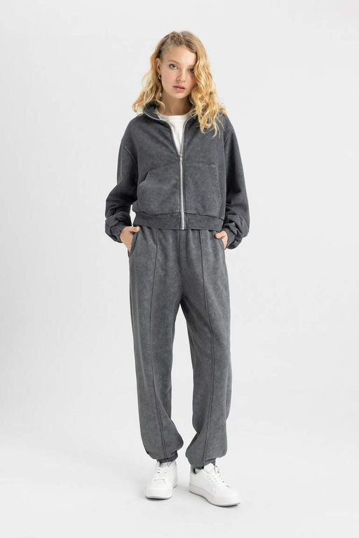 Толстовка на молнии из плотной моющейся ткани с эффектом потертости Cool - Defacto фото 5