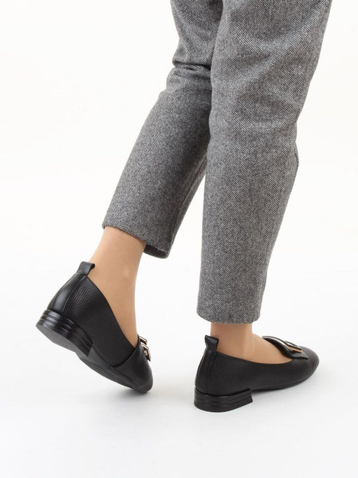 06-M47-56 BLACK Туфли женские на широкую ногу (натуральная кожа)