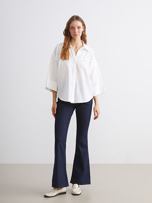 Ajurlu Oversize Poplin Kad?n G?mlek