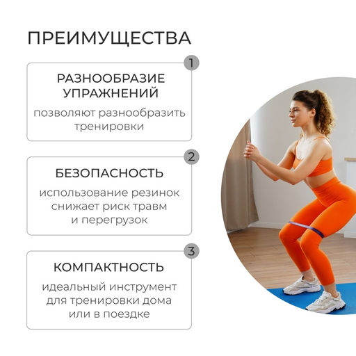 Фитнес-резинка ONLYTOP, 30×2.2×0.5 см, нагрузка 55 кг, цвет фиолетовый
