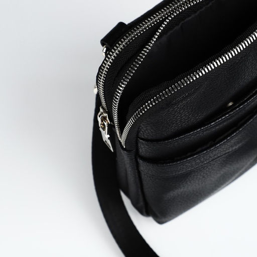 Сумка мужская TEXTURA через плечо, искусственная кожа, цвет чёрный  фото 4